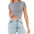 thumbnail image 2 of B91xZ T-shirts à Manches Courtes Manches Courtes pour Femmes T-shirts, Gris M, 2 of 5
