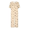 thumbnail image 4 of Offres du Jour Liquidation Iumwxz Pyjamas Doux Tendance Ensembles Assortis Pyjamas pour Femmes Imprimé Cœur Col Rond Manches Courtes Taille Élastique Pantalons Raccourcis Ensembles pour Femmes Vêtements d'Extérieur, 4 of 4