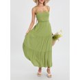 thumbnail image 4 of Faithtur Robe d'Été pour Femmes Robe Spaghetti Couleur Unie Taille Découpe Ouverte Dos Longue Robe, 4 of 9