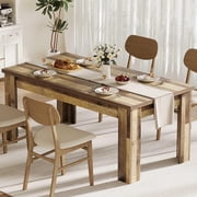 Ourlova 63in Dining Table for 4-6 Farmhouse Dinner Kitchen Table for 4 with Large Tabletop Rectangular Dining Room Table for Kitchen Living Room Easy Assembly Retro Brown/Thickened Tabletop