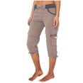 thumbnail image 1 of Cameland Pantalon Cargo de Randonnée pour Femmes en Coton, Taille Élastique, Pantacourt d'Extérieur à Bas Resserré, Pantalon de Sport avec Poches, 1 of 3