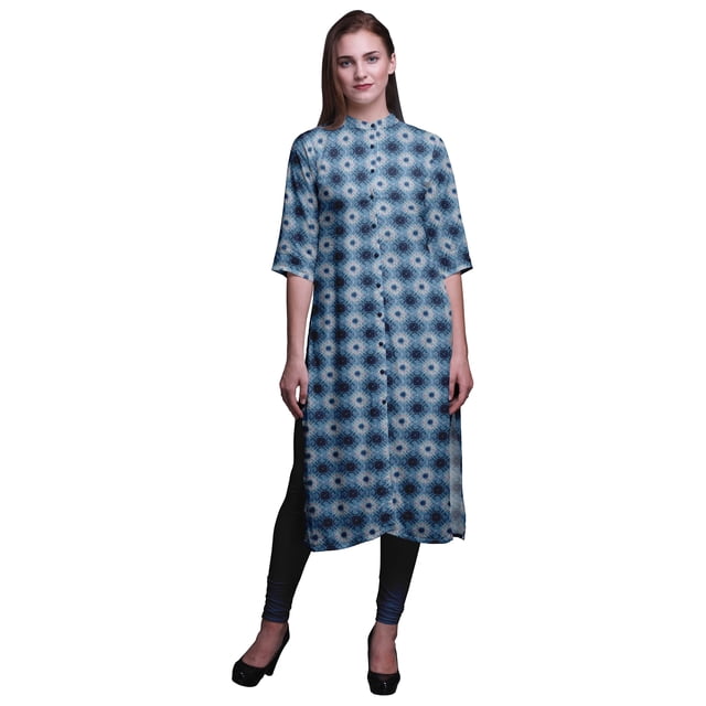 Bimba Printed Button Down Straight Tunic Dresses For Women Kurti XX-Large