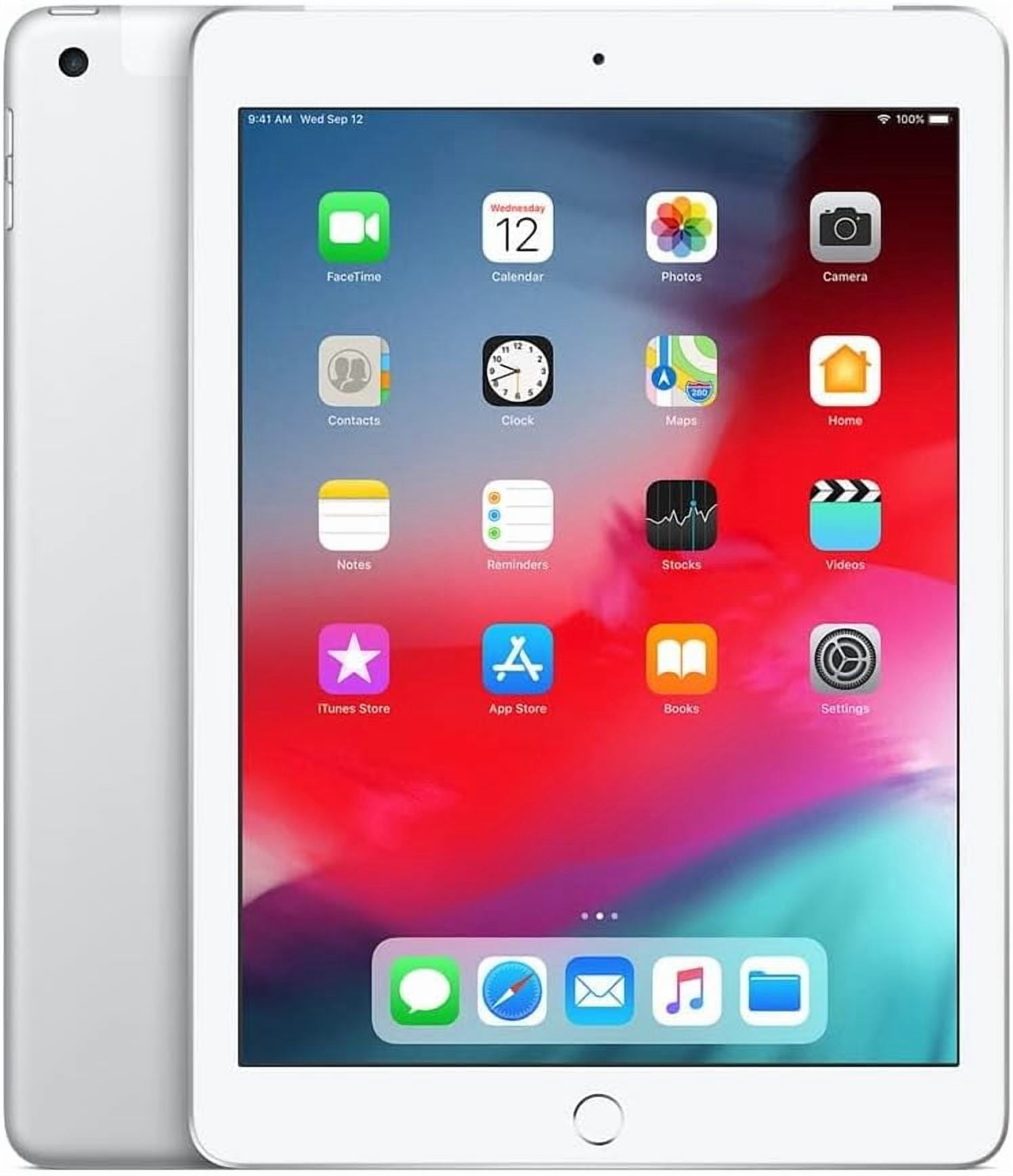 Restored Apple iPad 9.7 Inch 6th Generation 128GB WiFi + 4G LTE Tablet Silver - Refurbished Fair