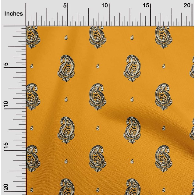 oneOone Silk Tabby Fabric Paisley Block Print Fabric By Yard 42 Inch Wide