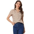 thumbnail image 1 of INSPIRE CHIC Chemise à Carreaux pour Femme en Coton Style Boyfriend à Boutons devant à Manches Courtes, 1 of 6