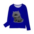 thumbnail image 4 of RXIRUCGD Chemises à Manches Longues pour Filles, Col Rond Mignon, Blouses Décontractées Élégantes (Bleu, Taille : 13 Ans), 4 of 5