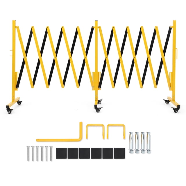 Ourlova Barrière Métallique Extensible 16 Pieds Barrière de Sécurité Pliante Barrière d'Entrée Rétractable Barrière de Sécurité Pliante