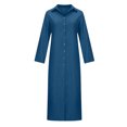 thumbnail image 5 of cfhntfmh Robes Maxi pour Femmes Décontractées d'Automne à Col, Manches Longues, Chemises Boutonnées, Robe Douce en Coton et Lin, 5 of 5