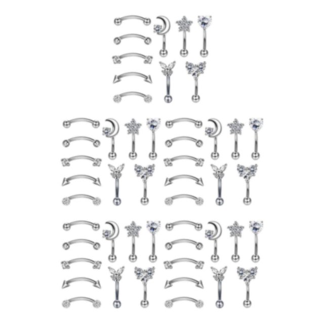 Transemion 10 Pieces Stainlee Steel Nose Ring Earring Studs Festive Lip Eyebrow Punk Style A 5Set