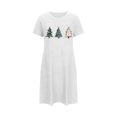 thumbnail image 2 of Sakmal Robe de Nuit Douce Moomoo pour Femmes Blanche Grande Taille Confortable de Noël Robe de Sommeil Imprimé Arbres de Noël Manches Courtes Col Rond Courtes Robes de Nuit P-2TG, 2 of 5