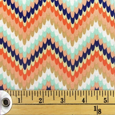 FABRIC CREATIONS Colourful Scalloped Chevrons Fat Quarter Pre-Cut Fabric - 46 cm (18 in) × 53 cm (21 in)/45 cm (17.7 in) × 53 cm (20.9 in), Light Grey, 18x21
