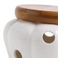 thumbnail image 4 of Creative Ceramic Garlic Keeper with Bamboo Lid Vented Pumpkin Shape Canister White, 4 of 8