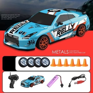 Riforla 1:24 Échelle Haute Vitesse 4WD RC Voiture de course 2.4 Jouet de drift à télécommande pour enfants et adultes Expérience de drivt réaliste Télécommande Voiture Bleu