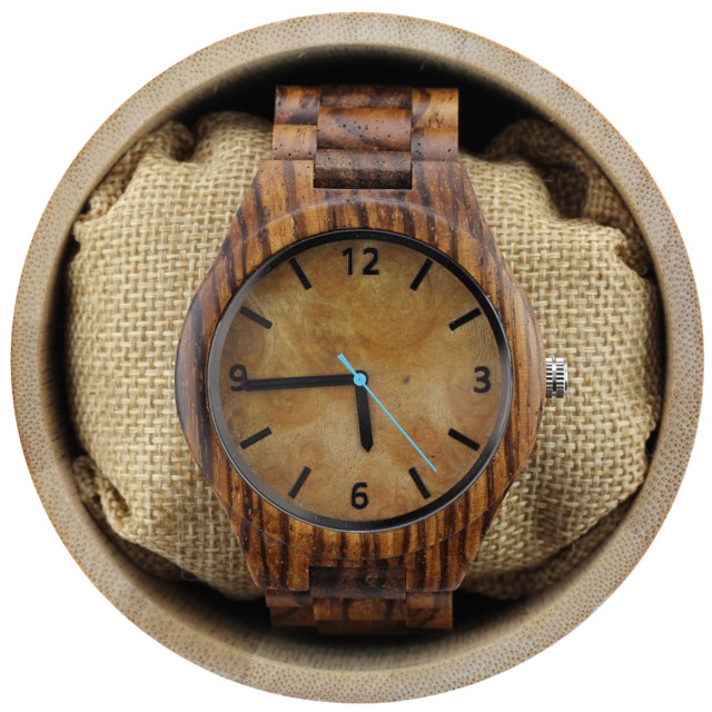 Angie Wood Creations Zebrawood Men’s Watch with Maple Dial