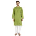 thumbnail image 1 of Atasi Ensemble Kurta Pyjama 2 Pcs pour Homme, Col Henley, Kurta Long Décontracté, 1 of 7