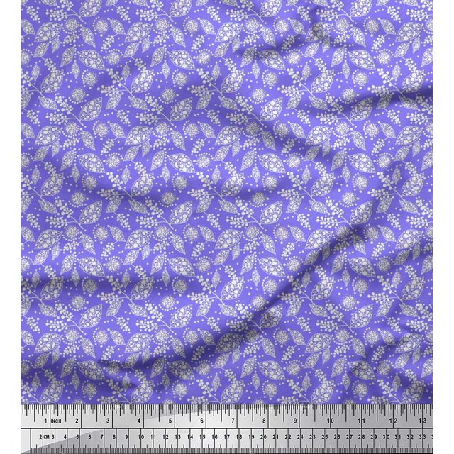 Soimoi Cotton Duck Fabric Dot & Leaves Print Sewing Fabric Yard 42 Inch Wide