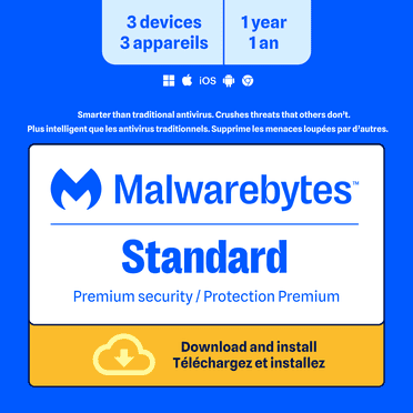 Malwarebytes Standard, Premium Software - 3 Devices, 1 Year [Digital Download]