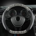 thumbnail image 1 of Gray D Shape Car Steering Wheel Cover Wood Grain Design Breathable Non Slip Steering Wheel Protector Universal Fit For Most Vehicles 14.96X14.96 Inch 1.08 Lb, 1 of 6