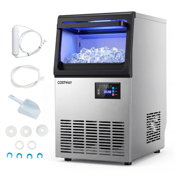 Costway Stainless Steel Ice Maker, Under Counter & Freestanding Ice Making Machine