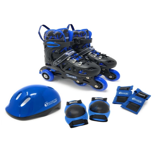 Chicago Skates Adjustable Blue Inline Skates Combo Set