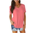 thumbnail image 1 of Blouses for Women Solid Color V-Neck Short Sleeve T-Shirt Blouse Tops, 1 of 1