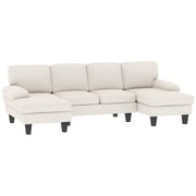 HOMCOM Sectional Sofa, U Shaped Couch with Pillow-top Armrests, Beige