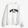 thumbnail image 4 of HNMKIU Women's Tops Autumn Winter O Neck Solid Color Printed Long Sleeve Pullover Sweatshirt, 4 of 4