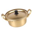 thumbnail image 3 of Tnarru Marmite Coréenne Casserole en Aluminium Marmite en Aluminium avec Poignée et Couvercle Résistants, Doré, 14 cm, 3 of 8