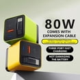 thumbnail image 2 of Chargeur GaN 3 en 1, Module de Charge Rapide Max 80 W Extensible avec Câble Type‐C et 2 Ports USB, Chargeurs de Téléphone Rétractables Prise Murale, Charge Rapide à Trois Ports, pour Téléphone et Ordinateurs Portables (Blanc+jaune), 2 of 8