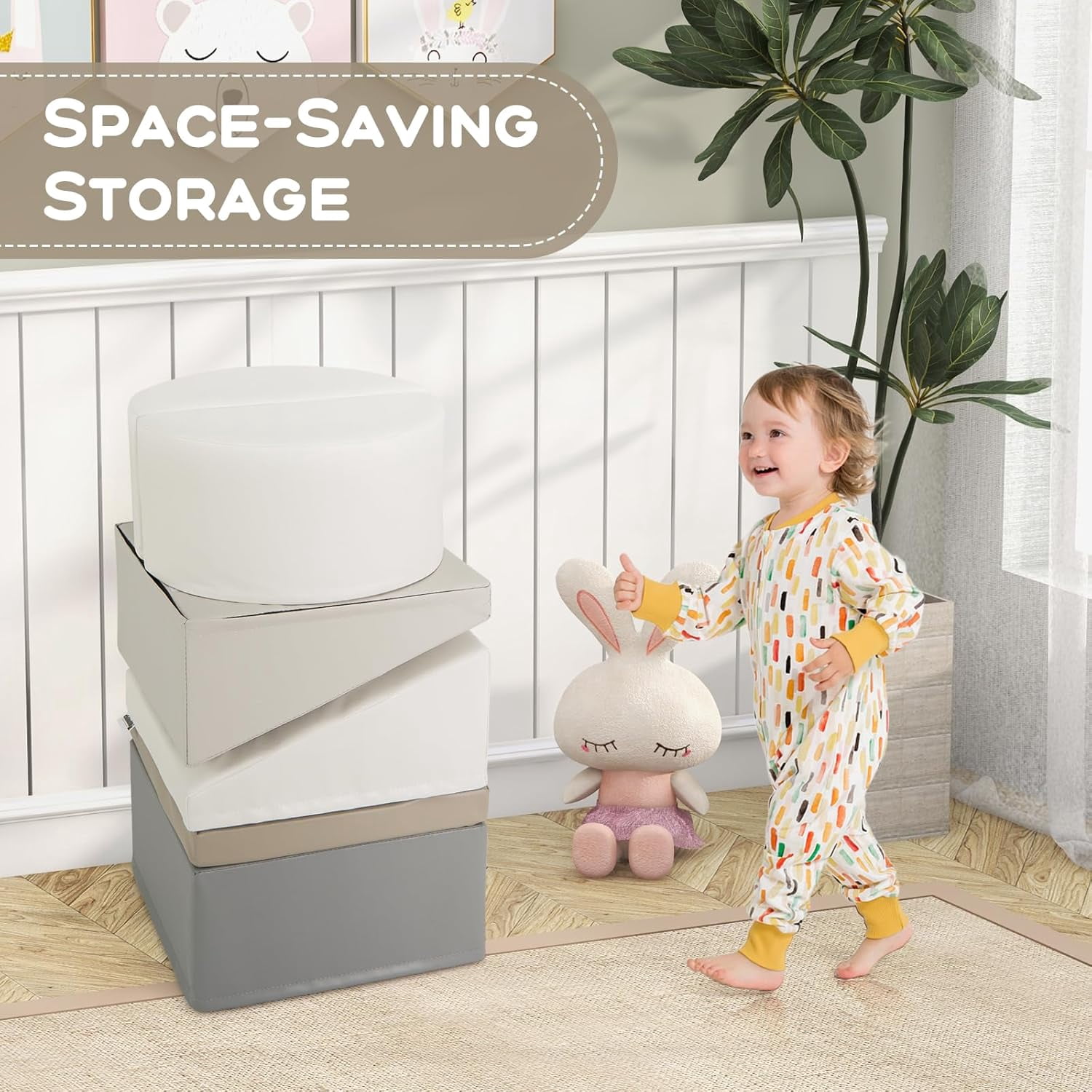 BanaSuper Ensemble de blocs de mousse à grimper pour enfants - Ensemble de jeu de 7 pièces, jouets d'escalade pour tout-petits, développement de la motricité globale Montessori pour bébés et