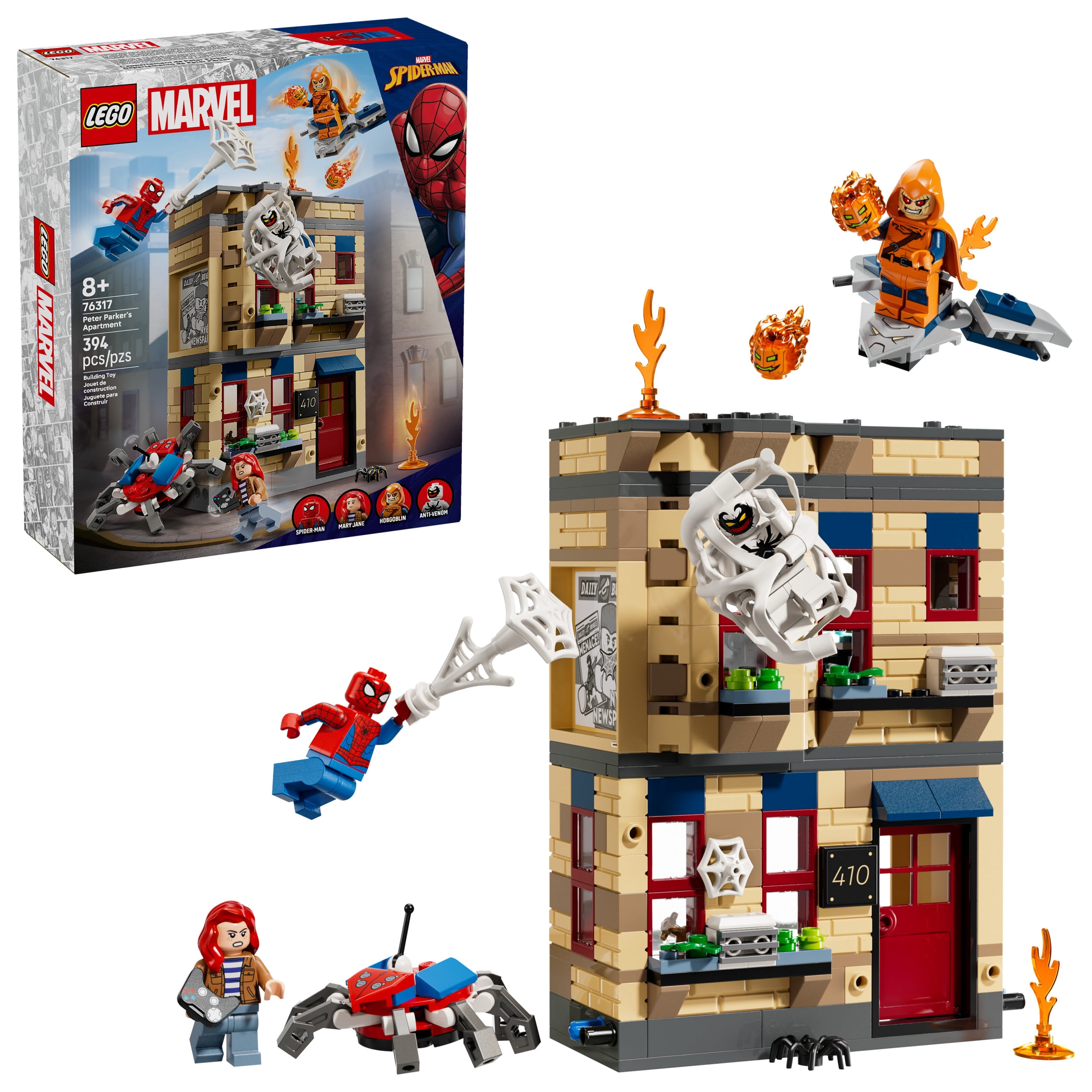 LEGO Marvel Peter Parker’s Apartment - Super Hero Building Toy with 4 Minifigures - Spider-Man and Hobgoblin Battle - Collectible Gift for Kids, Boys and Girls, Ages 8+ - 76317