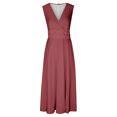 thumbnail image 4 of AherBiu Formal Dresses for Women Sleeveless Deep V Neck Ruched Flowy Evening Party Cocktail Maxi Dress, 4 of 5