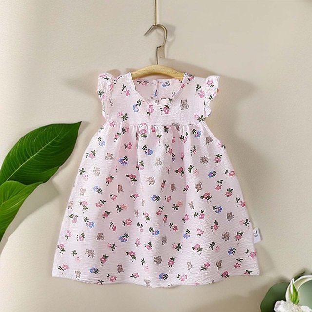 Robes pour Tout-Petites Fille Manches à Volants à Étages Évasées Ligne A Robes de Printemps pour Filles Robes Florales pour Filles Robes Chic
