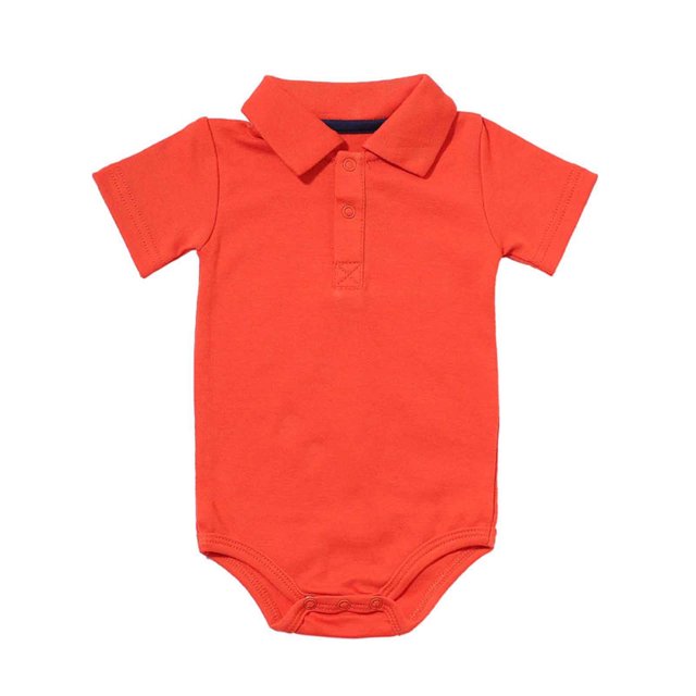 MIASHUI Barboteuse pour Bébé à Manches Courtes, Col Polo, Tenue de Petit Gentleman, Orange, 18-24 Mois