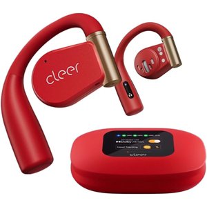 Cleer Arc3 Sports Pro Open Ear Headphones, Dolby Audio True Wireless,40Hr Battery, BT 5.4, IPX7, Heart Rate Monitoring, Smart Case, Comfort Fit, Red