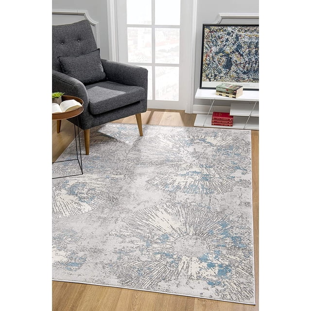 eRug Outlet Modern Abstract Area Rug Blue