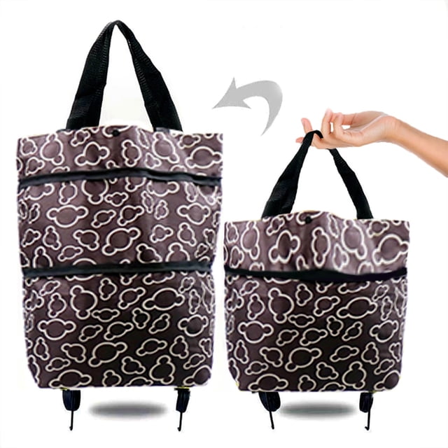 Sac à Roues de Magasinage Portable Sac de Traction Sac à Roulettes Télescopique Sac de Magasinage de Supermarché Chariot de Magasinage Sac à Dos Pliable