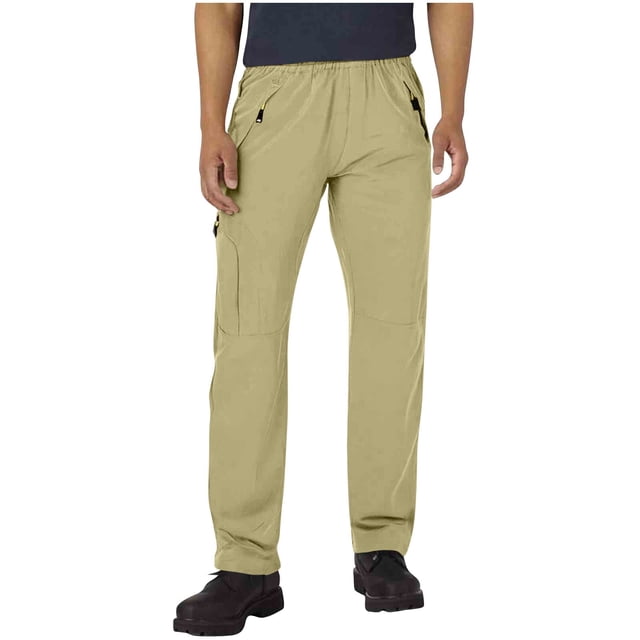 Lovzfmll Unisex Solid Color Quick-Dry Waterproof Hiking Pants, Lightweight, Multiple Pockets for Golf and Hunting Khaki, L