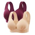 thumbnail image 1 of DecSea 2PC Woman's Embroidered Glossy Comfortable Breathable Bra Underwear No Rims, 1 of 2