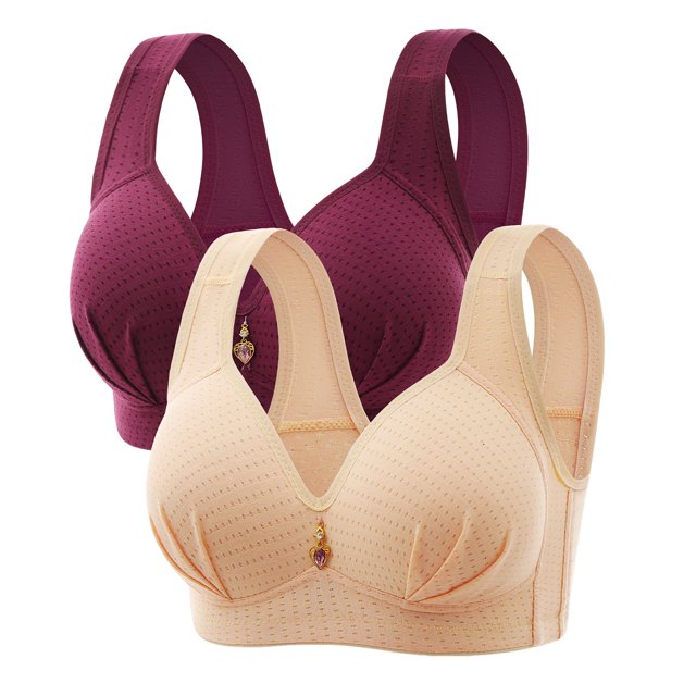 DecSea 2PC Woman's Embroidered Glossy Comfortable Breathable Bra Underwear No Rims