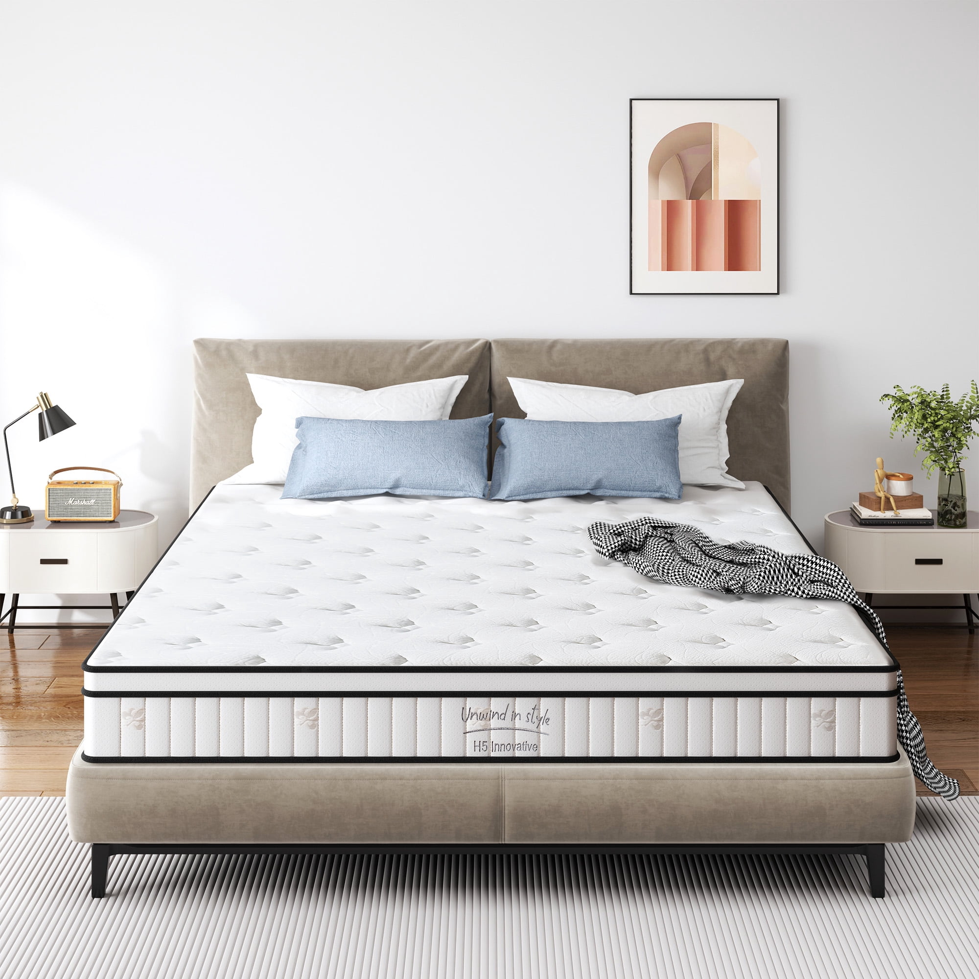 Twin Mattress 8 Inch, Memory Foam Mattress with Pocket Spring, Soft & Comfortable Medium Firm