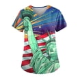 thumbnail image 1 of EQWLJWE Chemises pour Femmes Liquidation T-Shirts pour Femmes Independence Day Blouse Décontractée à Manches Courtes Imprimée avec Poches Uniforme, 1 of 3
