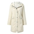 thumbnail image 1 of LSLJS Women Solid Rain Jacket Outdoor Fleece Keep Warm Plus Hooded Raincoat Windproof Jackets Solid Outwear( Beige, L), 1 of 3