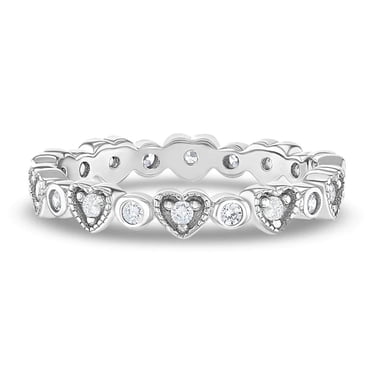 Mesmerize Your Little Girl with TheJewelryHut Designer Heart Shape Children CZ in Silver Ring