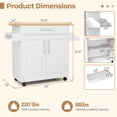 thumbnail image 3 of Costway Rolling Kitchen Island Cart Storage Cabinet w/ Towel & Spice Rack White, 3 of 10