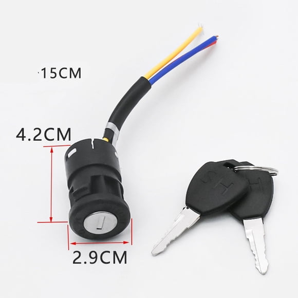 Interrupteur de Barillet de Clé d'Allumage 3 Positions de Fil pour Trottinette Électrique Vélo Électrique Serrure+clé