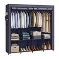 thumbnail image 4 of Wardrobe Closet Organizer, Portable with Cover, 4 Hanging Rods, Shelves, and 4 Side Pockets, 66.9 x 17.7 x 65.7 Inches, Gray, 4 of 9