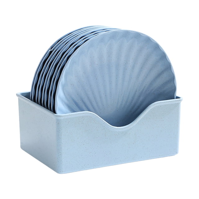 Ensemble de 10 Pcs de Plats en Os Bleus avec Plateau Alimentaire Bol à Collation Cuisine Table à Manger Assiette à Résidus avec Base pour Restaurants Usage Domestique Bol à Fruits de 6,29 Pouces Assiette à Collation Ensemble de 10 Assiettes et 1 Rangement