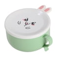 thumbnail image 2 of Pisexur Stainless Steel Double Layer Insulated Rabbit Fast Food Cup Large Capacity Plastic Stainless Steel Bowl With Lid Instant Noodle Bowl Green,Free Size, 2 of 7