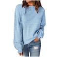 thumbnail image 1 of Chandail d'Automne pour Femmes Chandail Ample d'Automne pour Femmes Chandail Tendance à Col Rond Manches Longues Chandails en Tricot Hauts S-46 Bleu Pâle m, 1 of 6